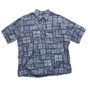 Ono & Company Hawaiian Shirt Mens XL Blue Tribal Pullover‎ Aloha Cotton